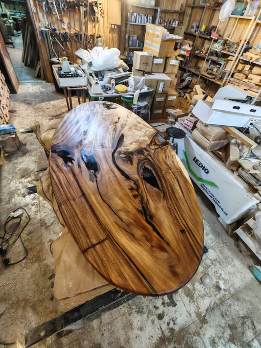 Dining table with epoxy